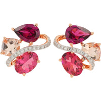 EFFY 14K Rose Gold Free-Form Multi-Gemstone Earrings with Pear, Cushion, and Oval Gems and Diamond Accents - 3.85 Carat Total Gem Weight and 0.12 Carat Total Diamond Weight