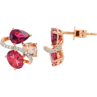 EFFY 14K Rose Gold Free-Form Multi-Gemstone Earrings with Pear, Cushion, and Oval Gems and Diamond Accents - 3.85 Carat Total Gem Weight and 0.12 Carat Total Diamond Weight