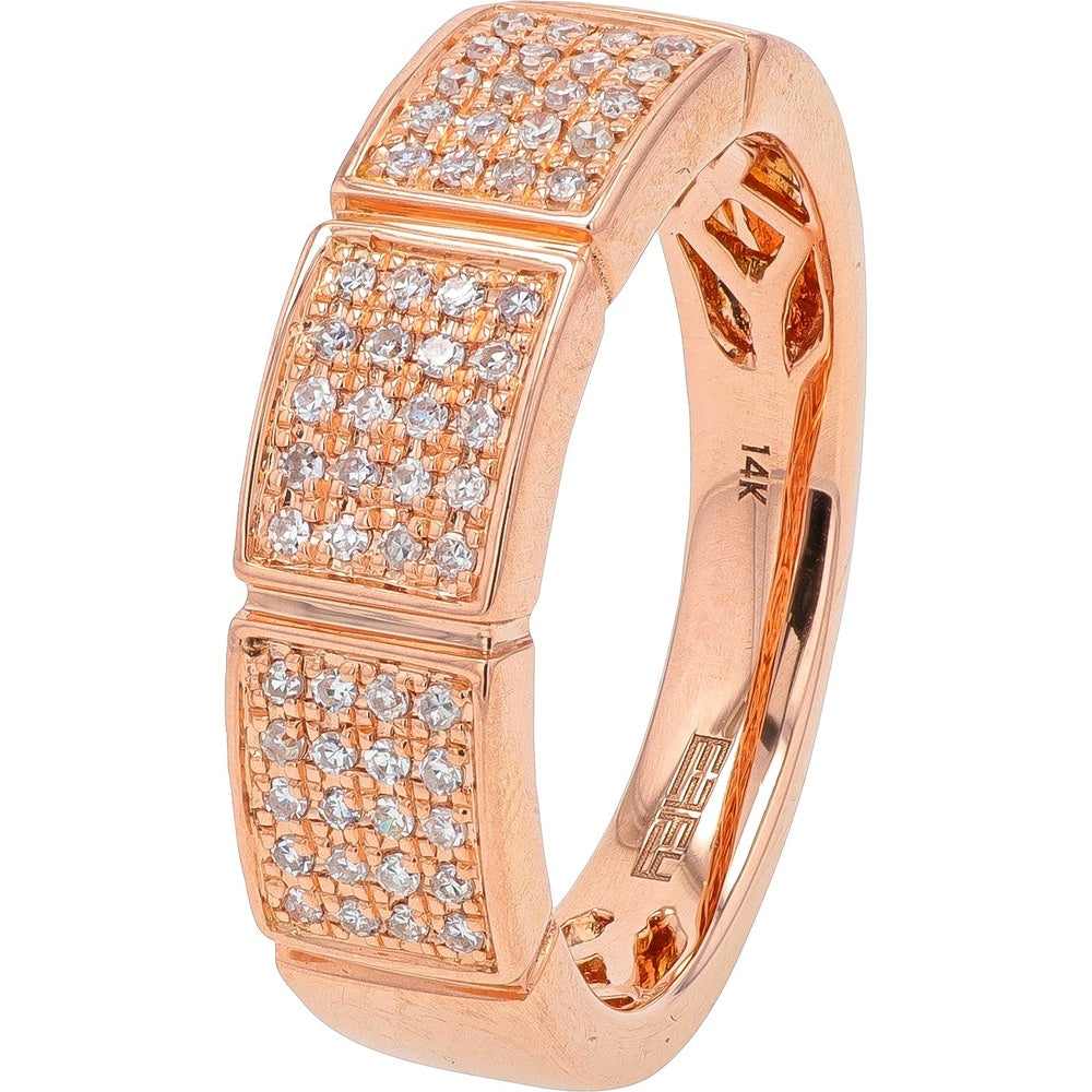 EFFY 14K Rose Gold Geometric Segmented Band Ring with Pavé Set Round Diamonds - 0.29 Carat Total Diamond Weight