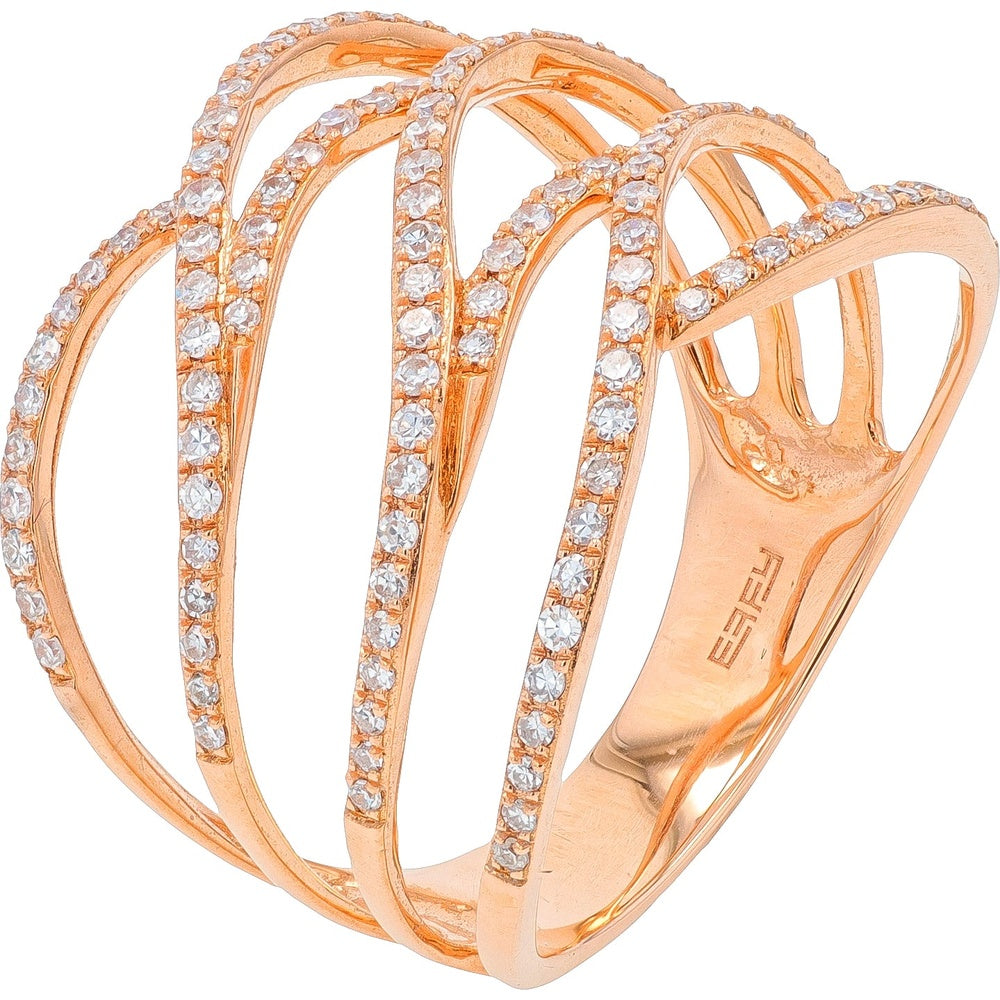 EFFY 14K Rose Gold Modern Multi-Band Open Cage Ring with Prong-Set Round Diamonds - 0.43 Carat Total Diamond Weight