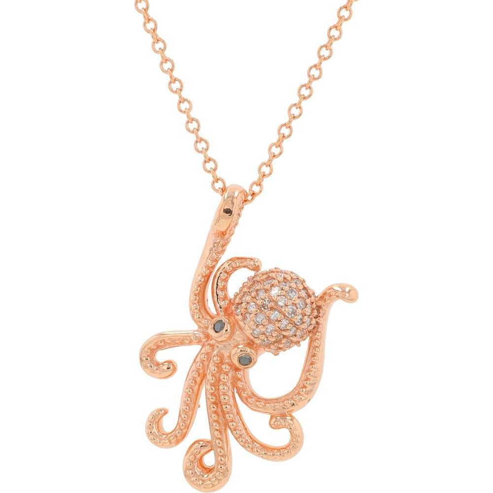 EFFY 14K Rose Gold Octopus Pendant with Pavé-Set Round Diamonds - 0.20 Carat Total Diamond Weight
