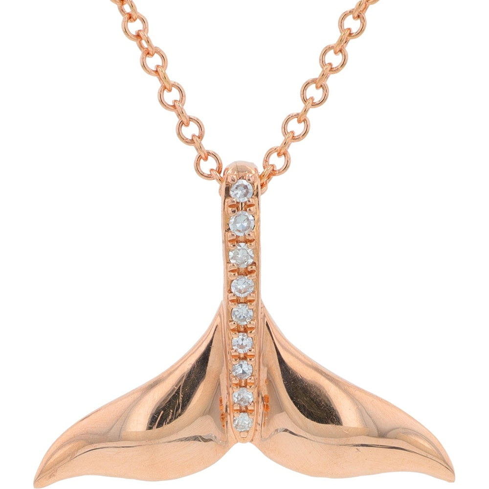EFFY 14K Rose Gold Whale Tail Pendant with Flush-Set Round Diamonds - 0.05 Carat Total Diamond Weight