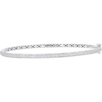 EFFY 14K White Gold 7.5 Inch Bangle with Pave Set Round Diamonds - 1.09 Carat Total Diamond Weight