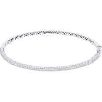 EFFY 14K White Gold 7.5 Inch Bangle with Pave Set Round Diamonds - 1.09 Carat Total Diamond Weight