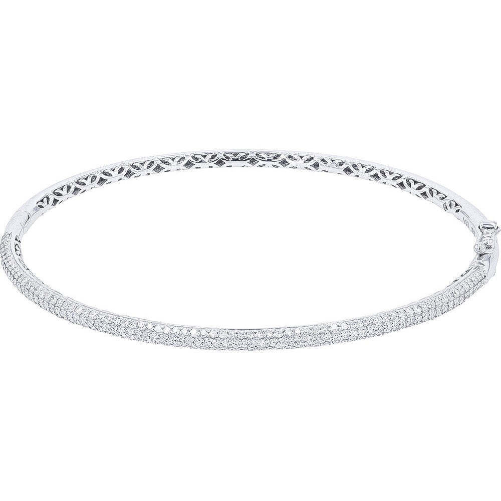 EFFY 14K White Gold 7.5 Inch Bangle with Pave Set Round Diamonds - 1.09 Carat Total Diamond Weight