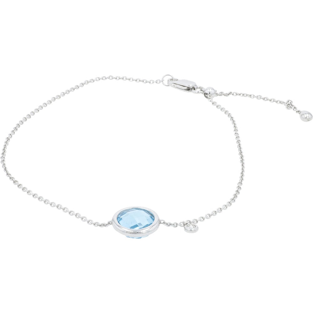 EFFY 14K White Gold Adjustable Bolo Bracelet with Bezel-Set Oval Blue Topaz and Diamond Accent - 2.03 Carat Total Gem Weight