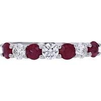 EFFY 14K White Gold Band with Alternating Round Rubies and Diamonds - 0.95 Carat Total Ruby Weight and 0.44 Carat Total Diamond Weight