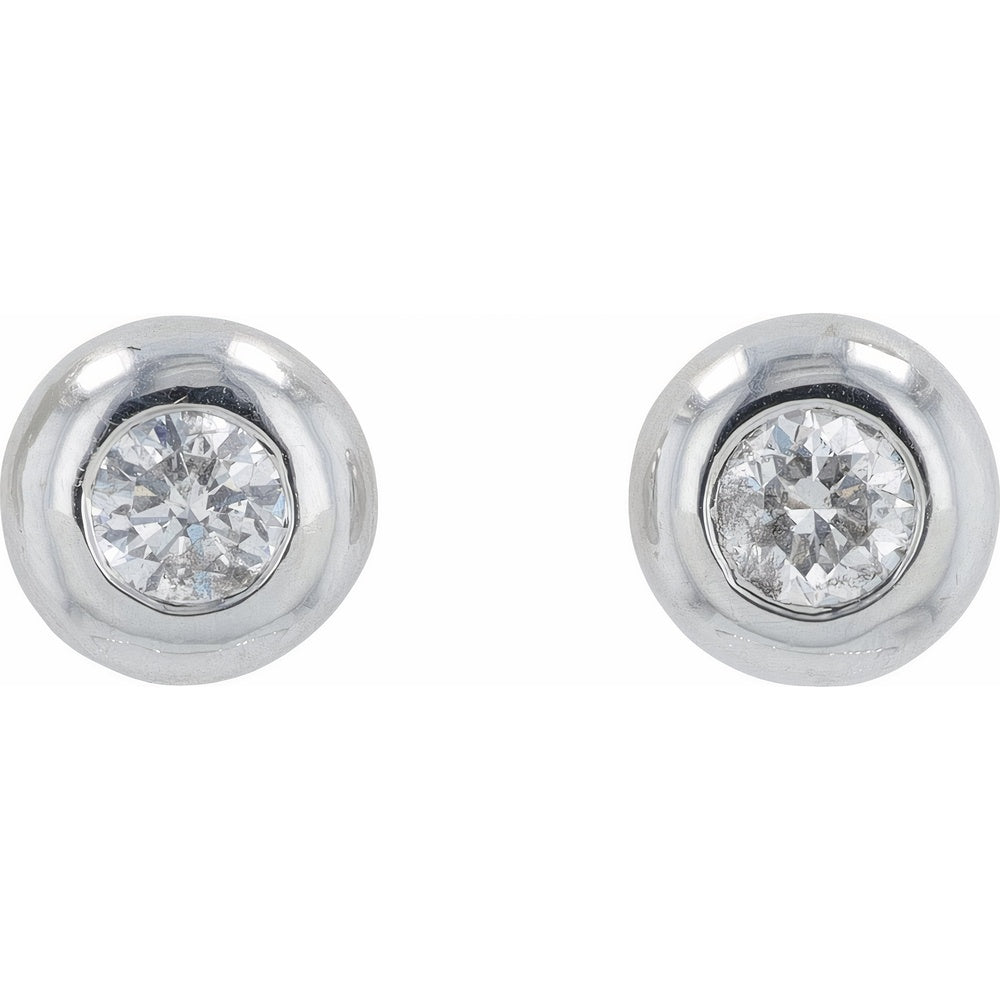 EFFY 14K White Gold Bezel Set Round Diamond Stud Earrings - 0.39 Carat Total Diamond Weight