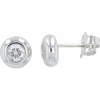 EFFY 14K White Gold Bezel Set Round Diamond Stud Earrings - 0.39 Carat Total Diamond Weight