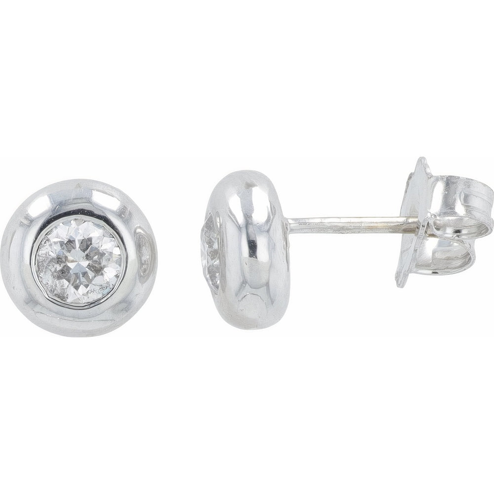 EFFY 14K White Gold Bezel Set Round Diamond Stud Earrings - 0.39 Carat Total Diamond Weight