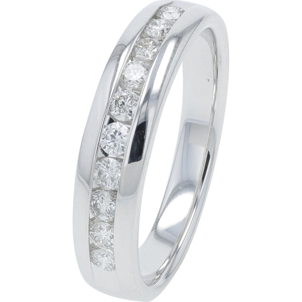 EFFY 14K White Gold Channel - Set Round Diamond Men's Band - 1.00 Carat Total Diamond Weight