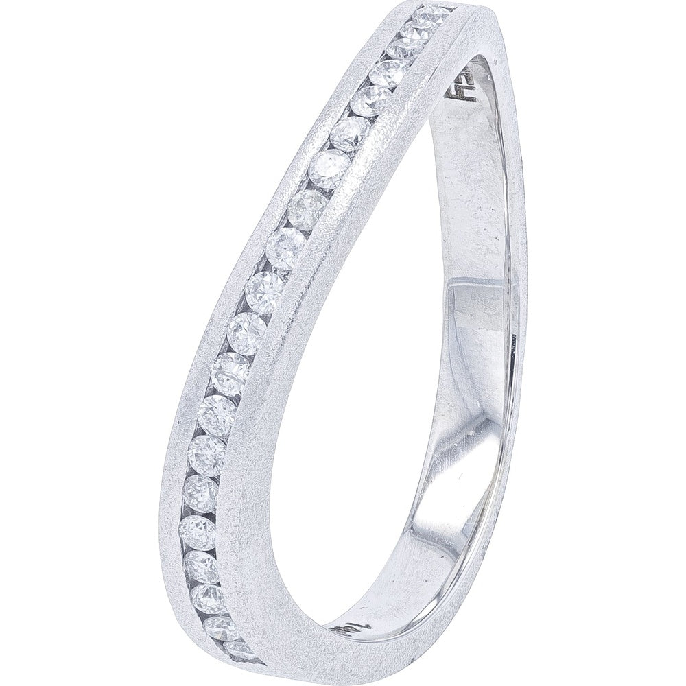 EFFY 14K White Gold Curved Contour Band with Channel-Set Round Diamonds - 0.15 Carat Total Diamond Weight