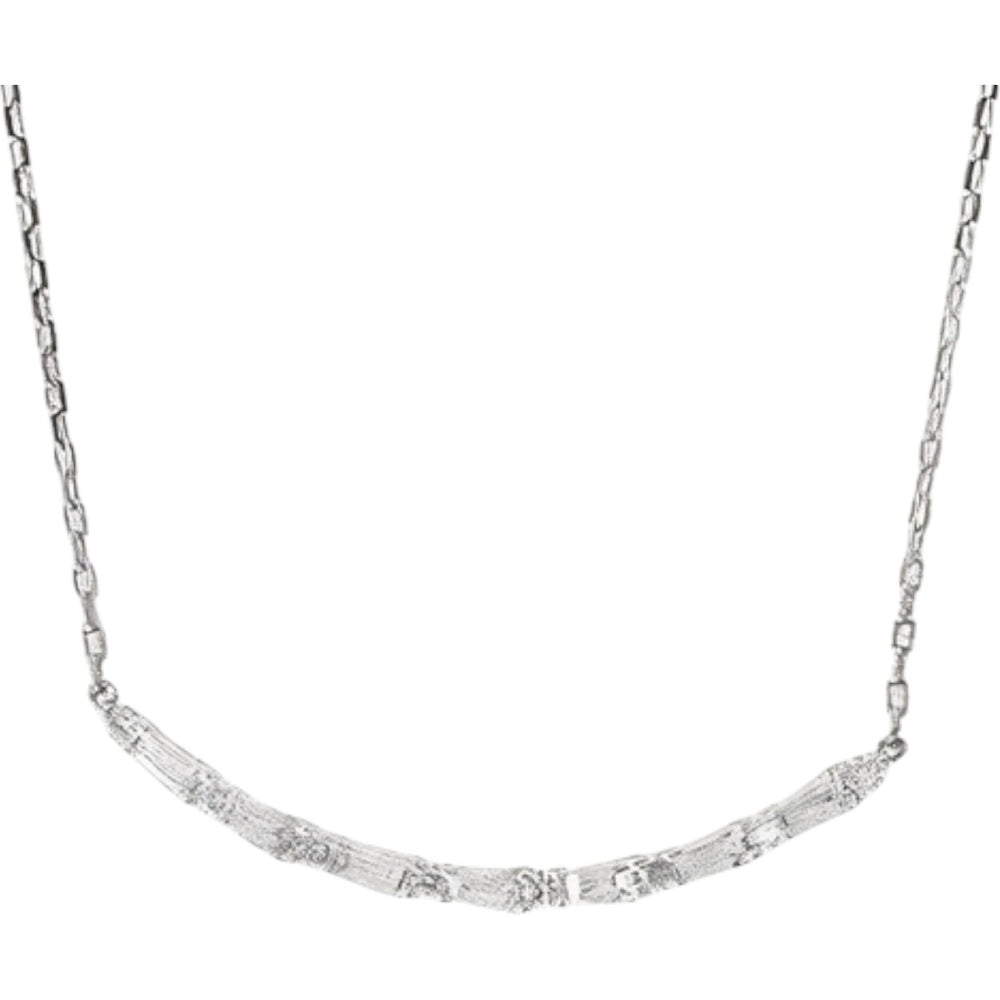 EFFY 14K White Gold Curved Diamond Bar Necklace with Pavé Set Round Diamonds - 0.38 Carat Total Diamond Weight