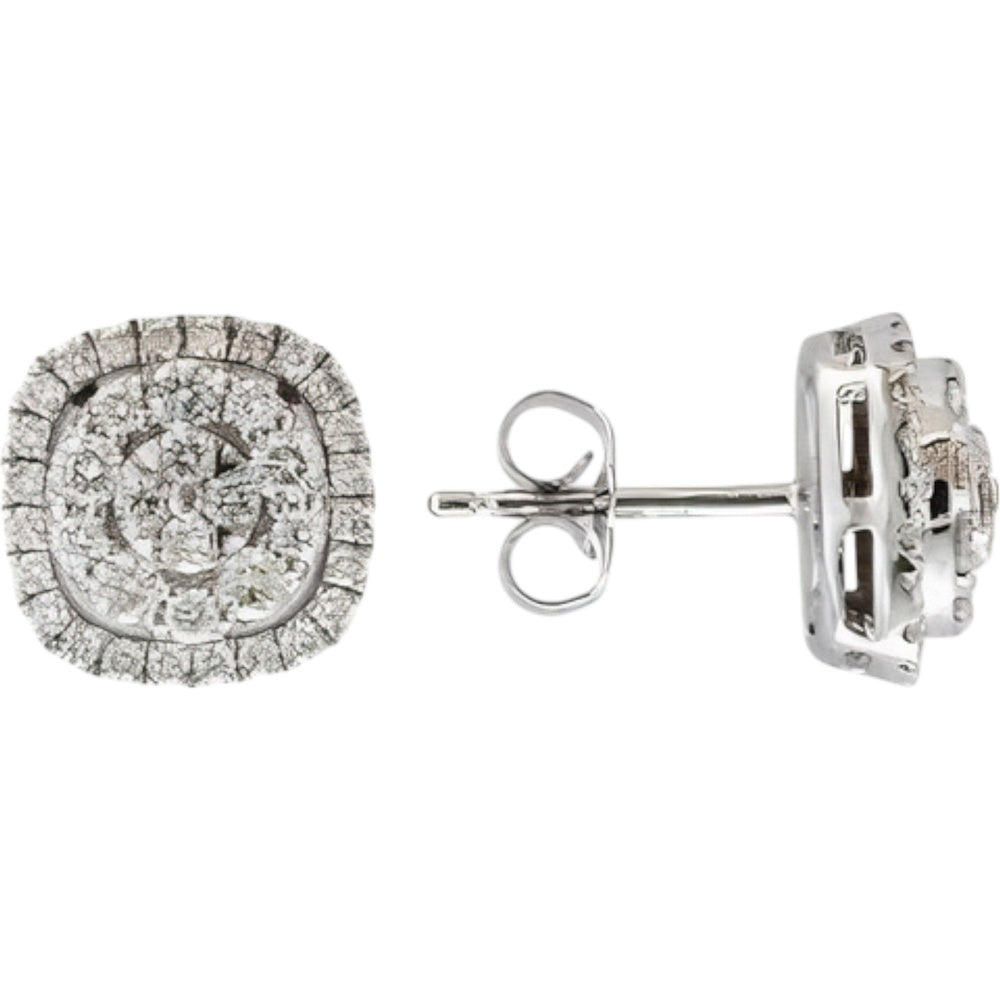 EFFY 14K White Gold Cushion Halo Diamond Cluster Stud Earrings - 0.68 Carat Total Diamond Weight
