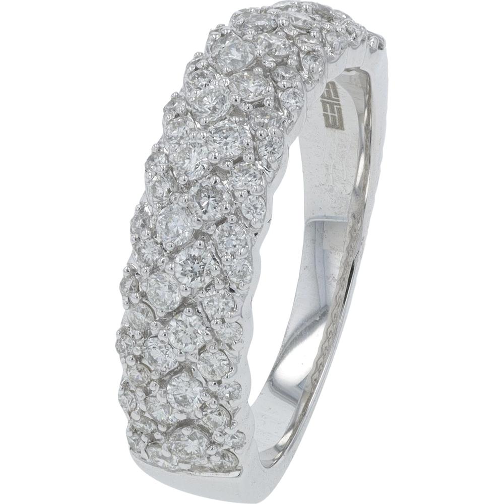 EFFY 14K White Gold Diamond Cluster Pavé Band Ring with Round Diamonds - 0.75 Carat Total Diamond Weight