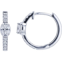 EFFY 14K White Gold Diamond Huggie Hoop Earrings with Oval and Round Diamonds - 0.50 Carat Total Diamond Weight