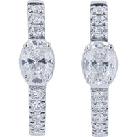 EFFY 14K White Gold Diamond Huggie Hoop Earrings with Oval and Round Diamonds - 0.50 Carat Total Diamond Weight