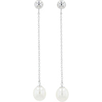EFFY 14K White Gold Drop Earrings with Cable Chain and Lustrous Freshwater Pearls