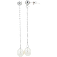 EFFY 14K White Gold Drop Earrings with Cable Chain and Lustrous Freshwater Pearls