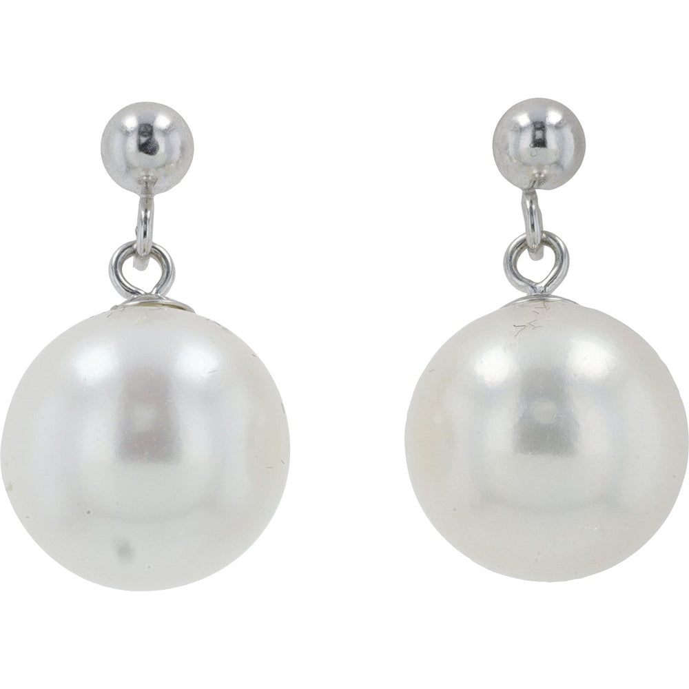 EFFY 14K White Gold Freshwater Pearl Drop Earrings with Sphere Stud - Total Pearl Weight