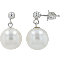 EFFY 14K White Gold Freshwater Pearl Drop Earrings with Sphere Stud - Total Pearl Weight