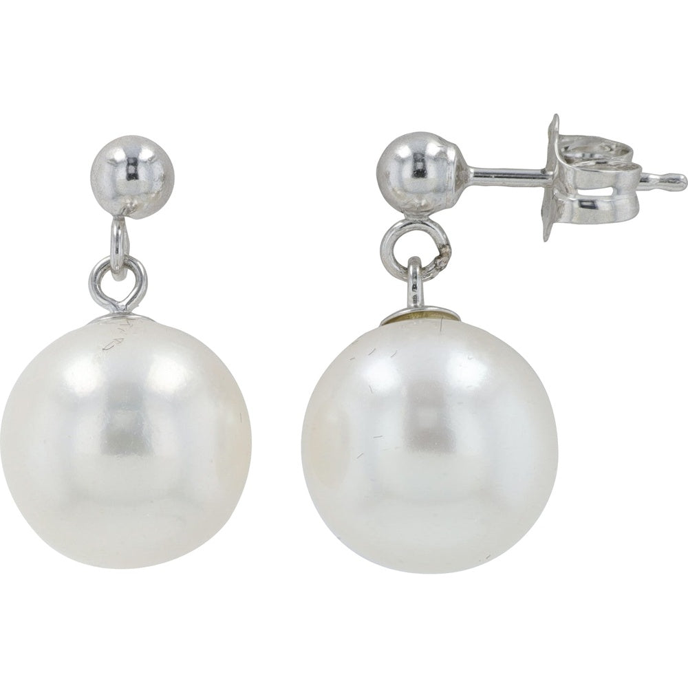 EFFY 14K White Gold Freshwater Pearl Drop Earrings with Sphere Stud - Total Pearl Weight