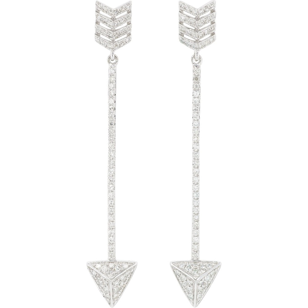 EFFY 14K White Gold Geometric Arrow Drop Earrings with Pavé-Set Round Diamonds - 0.49 Carat Total Diamond Weight