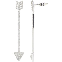 EFFY 14K White Gold Geometric Arrow Drop Earrings with Pavé-Set Round Diamonds - 0.49 Carat Total Diamond Weight