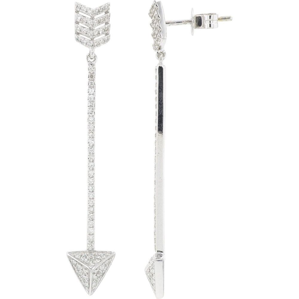 EFFY 14K White Gold Geometric Arrow Drop Earrings with Pavé-Set Round Diamonds - 0.49 Carat Total Diamond Weight