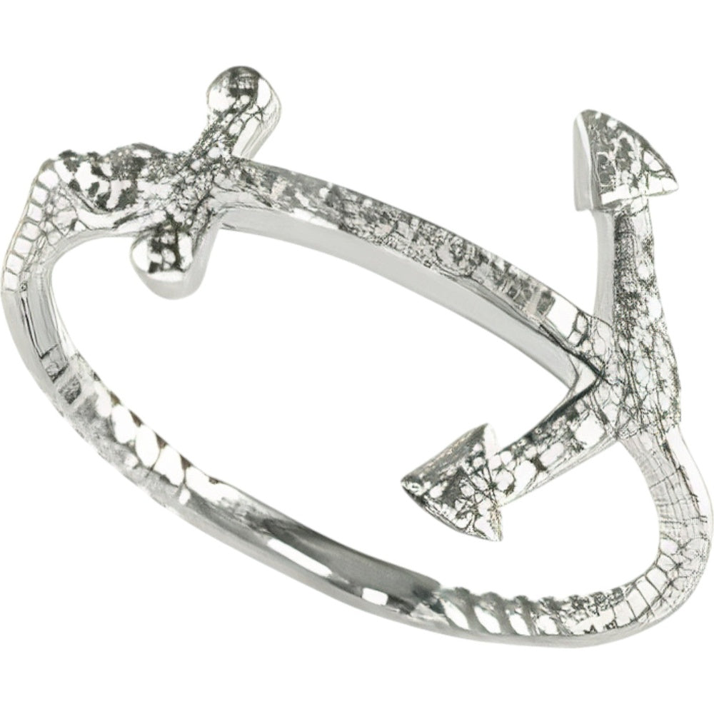 EFFY 14K White Gold Nautical Anchor Ring with Brilliant Round Diamonds - 0.12 Carat Total Diamond Weight