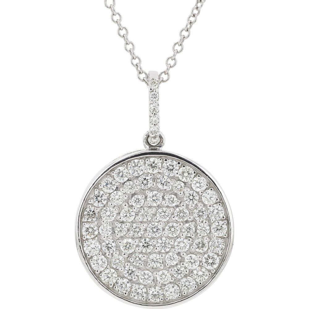 EFFY 14K White Gold Round Pendant Necklace with Pavé-Set Round Diamonds - 0.98 Carat Total Diamond Weight