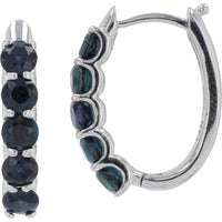 EFFY 14K White Gold Sapphire Hoop Earrings with Shared-Prong Set Round Sapphires - 2.38 Carat Total Gem Weight