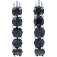 EFFY 14K White Gold Sapphire Hoop Earrings with Shared-Prong Set Round Sapphires - 2.38 Carat Total Gem Weight