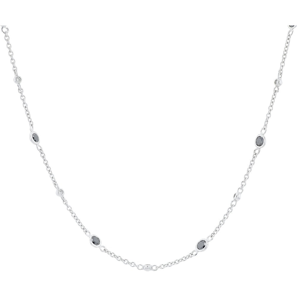 EFFY 14K White Gold Station Necklace with Bezel-Set Round Diamonds - 1.20 Carat Total Diamond Weight