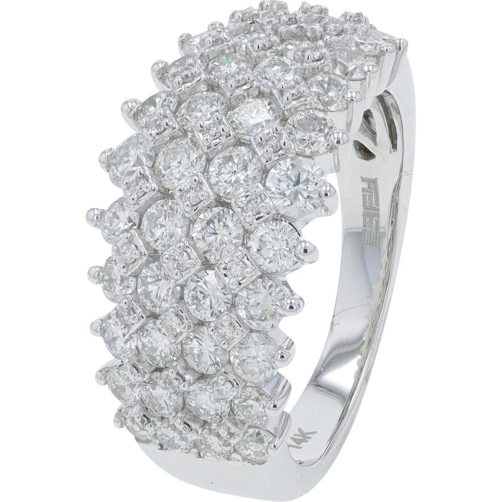 EFFY 14K White Gold Wide Band Ring with Multi - Row Prong - Set Round Diamonds - 2.00 Carat Total Diamond Weight