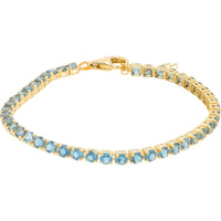 EFFY 14K Yellow Gold 6.75 Inch Tennis Bracelet with Prong Set Round London Blue Topaz - 4.50 Carat Total Gem Weight