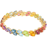 EFFY 14K Yellow Gold 7-Inch Multicolor Rainbow Pear-Shaped Gemstone Bracelet - 23.40 Carat Total Gem Weight