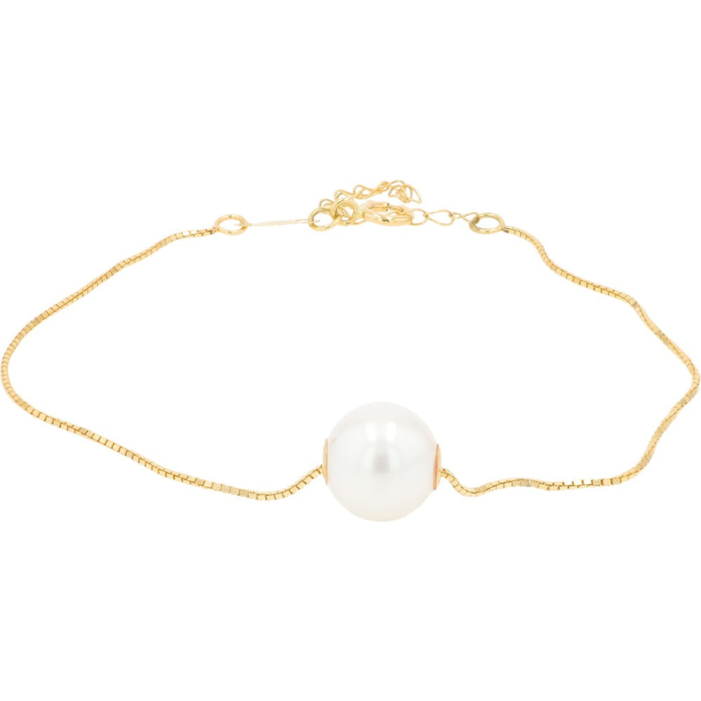 EFFY 14K Yellow Gold Adjustable Station Bracelet with Single Freshwater Pearl - 7.75 Inch Length