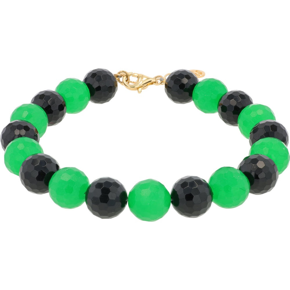 EFFY 14K Yellow Gold Alternating Faceted Onyx and Jade Bead Bracelet - 105.00 Carat Total Gem Weight
