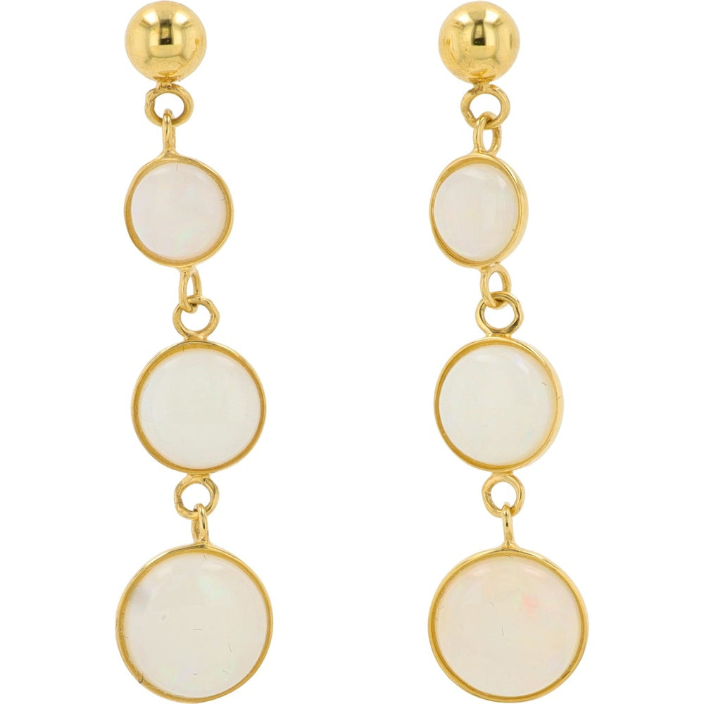 EFFY 14K Yellow Gold Bezel-Set Round Opal Dangle Earrings - 2.30 Carat Total Opal Weight