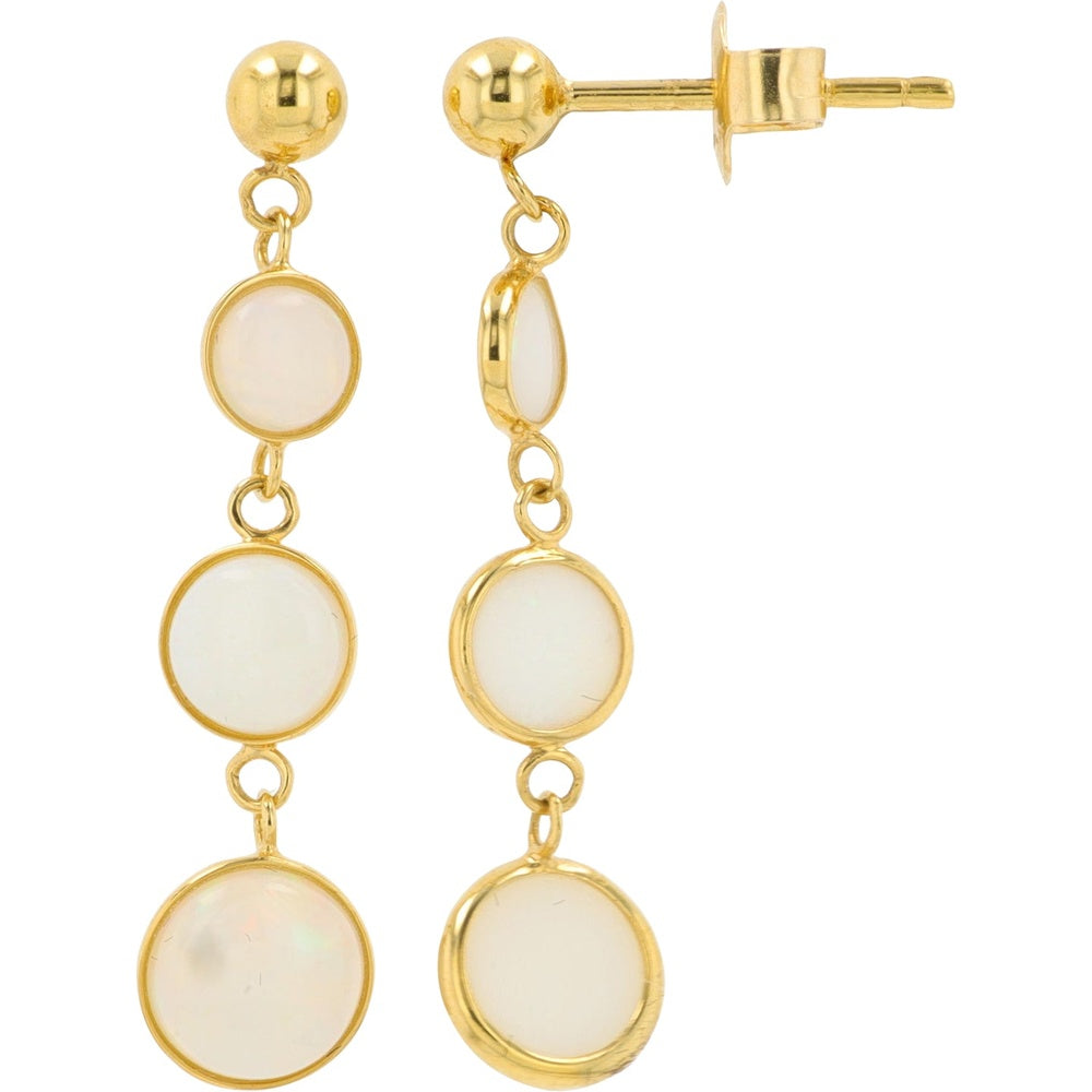 EFFY 14K Yellow Gold Bezel-Set Round Opal Dangle Earrings - 2.30 Carat Total Opal Weight