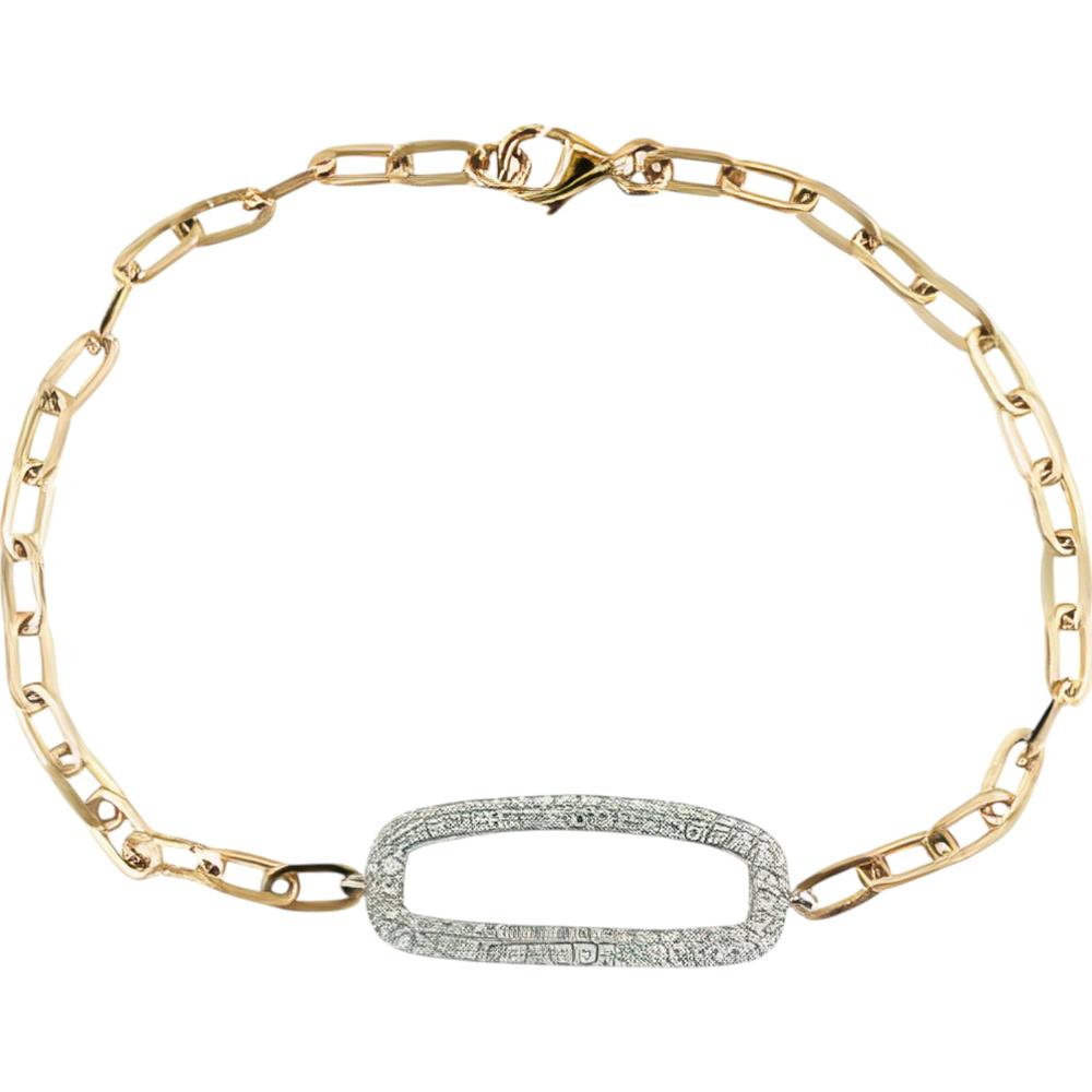 EFFY 14K Yellow Gold Cable Link Bracelet with Pavé - Set Round Diamonds in an Open Geometric Station - 0.48 Carat Total Diamond Weight