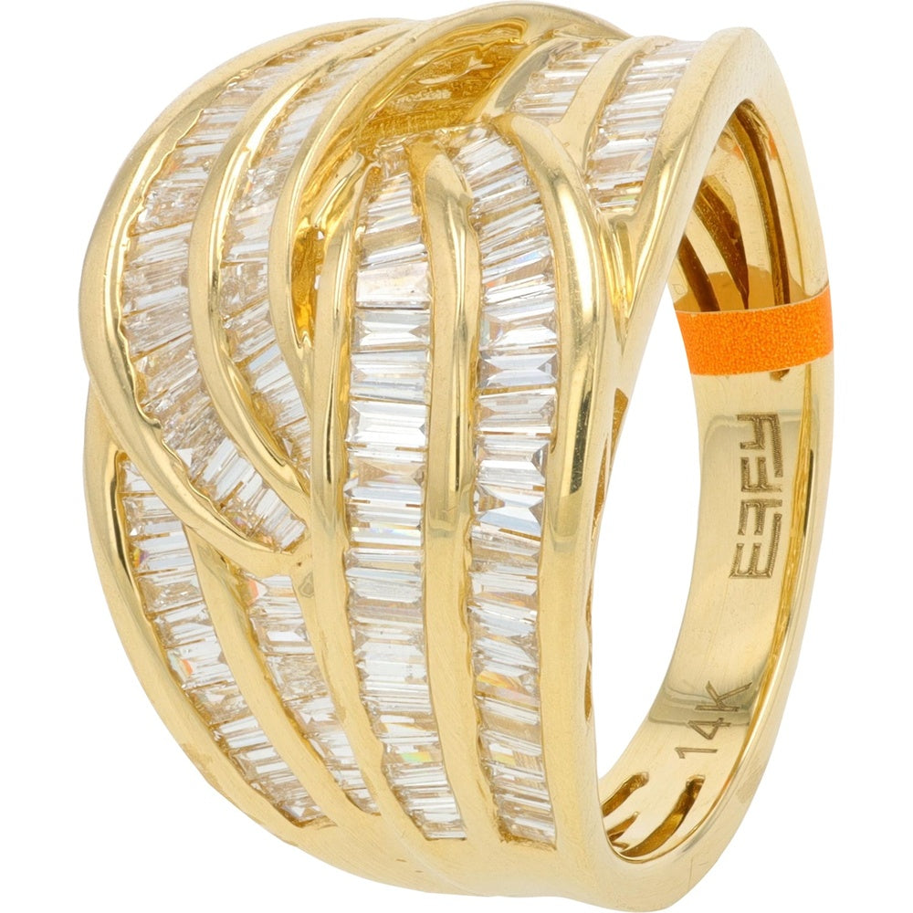 EFFY 14K Yellow Gold Crossover Ring with Channel Set Baguette Diamonds - 0.98 Carat Total Diamond Weight