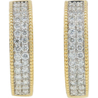 EFFY 14K Yellow Gold Diamond Hoop Earrings with Milgrain Edged Channel - Set Round Diamonds - 1.00 Carat Total Diamond Weight