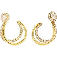 EFFY 14K Yellow Gold Double-Open Hoop Earrings with Pear-Shaped Halo and Pavé Set Round Diamonds - 0.75 Carat Total Diamond Weight