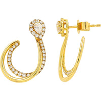 EFFY 14K Yellow Gold Double-Open Hoop Earrings with Pear-Shaped Halo and Pavé Set Round Diamonds - 0.75 Carat Total Diamond Weight