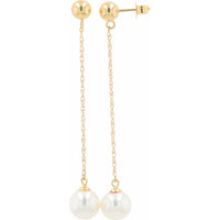 EFFY 14K Yellow Gold Drop Earrings with Cable Link Chain and Freshwater Pearls - Total Gem Weight Included