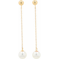 EFFY 14K Yellow Gold Drop Earrings with Cable Link Chain and Freshwater Pearls - Total Gem Weight Included