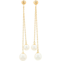 EFFY 14K Yellow Gold Drop Earrings with Genuine Freshwater Pearls on Double Cable Chains