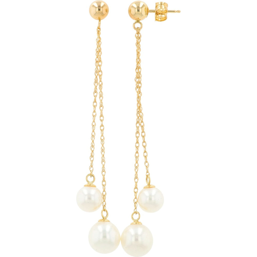EFFY 14K Yellow Gold Drop Earrings with Genuine Freshwater Pearls on Double Cable Chains